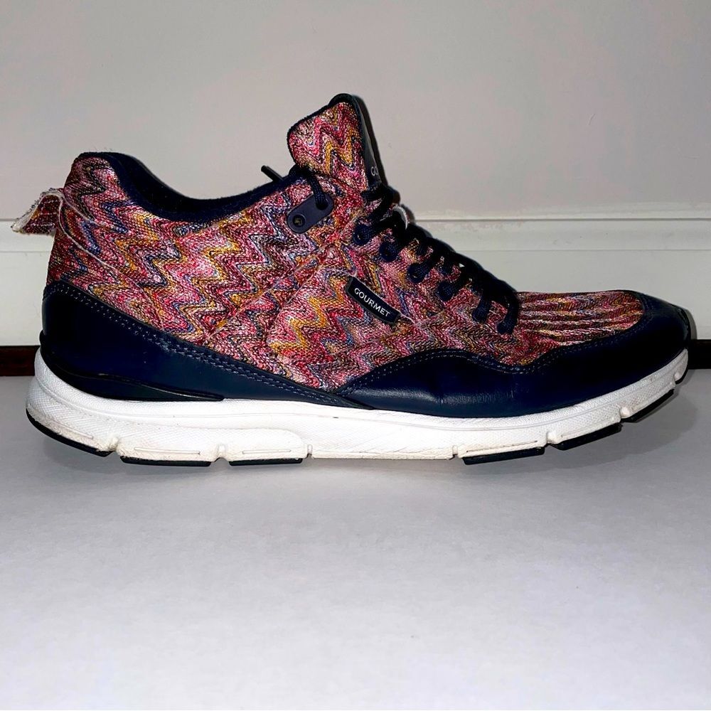 NFN Gourmet Trainer Sneakers Colorful Knit on Navy Men's Size 11